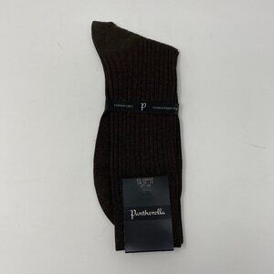 NEW pantherella #5614 dark brown cotton hand linked toe socks
